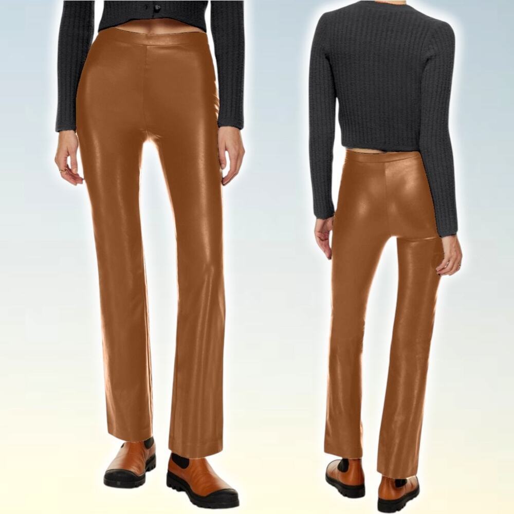 NWT WILFRED FREE Aritzia Flora Vegan Leather Bootcut Pant Sz XS Cognac